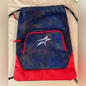 Upward Sports Cinch Sack Bag Backpack Media Pocket Blue Red Play With Purpose